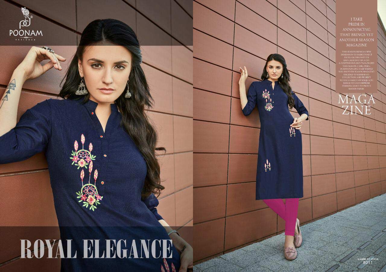 Diva Vol-8 Poonam Designer Embroidery Cotton Kurti Diva Vol-8 Poonam Designer Embroidery Cotton Kurti